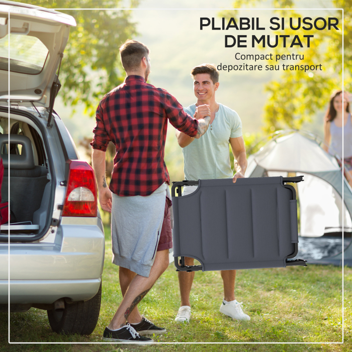  Sezlong pliabil reglabil cu spatar cu 4 pozitii, Gri [5]