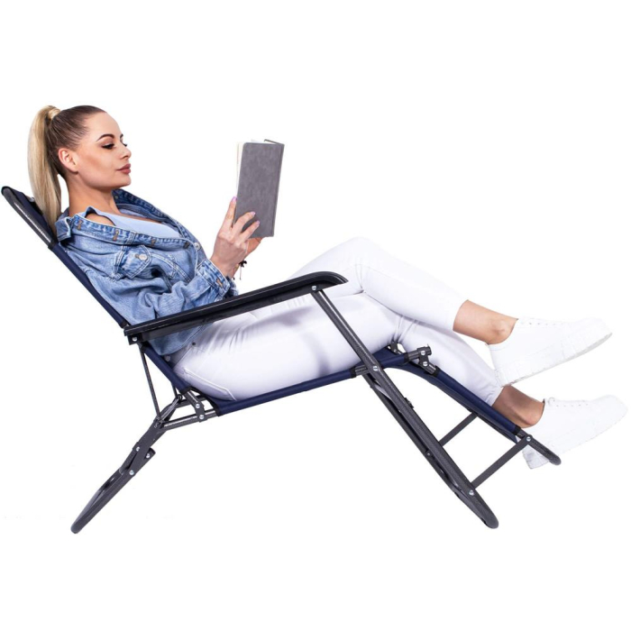 Sezlong pliabil GC12, Relax Zero Gravity, 80x60x153cm, Albastru inchis [5]