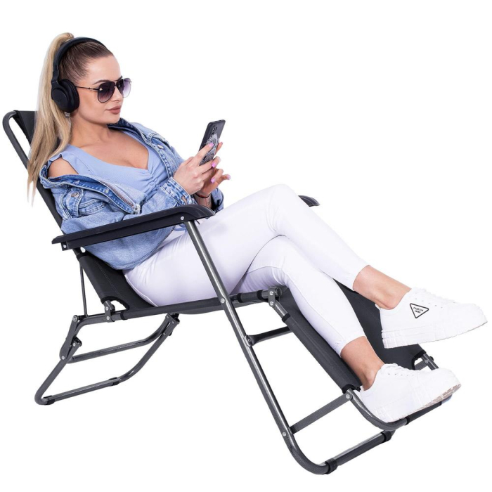 Sezlong pliabil GC13, Relax Zero Gravity, 80x60x153cm, Gri [10]
