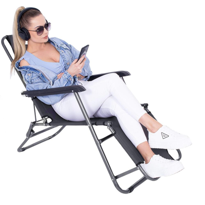 Sezlong pliabil GC13, Relax Zero Gravity, 80x60x153cm, Gri [4]