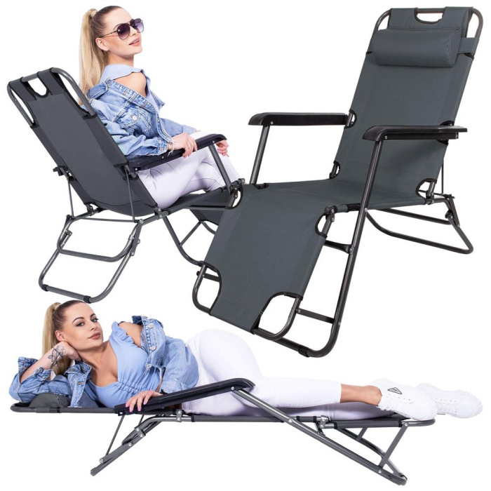 Sezlong pliabil GC13, Relax Zero Gravity, 80x60x153cm, Gri [7]
