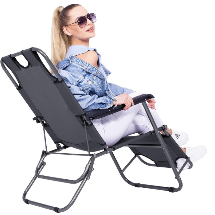 Sezlong pliabil GC13, Relax Zero Gravity, 80x60x153cm, Gri [16]