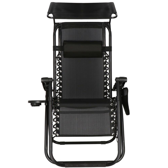 Sezlong pliabil SERSIMO GC3, Relax Zero Gravity cu parasolar, 175cm, negru [14]