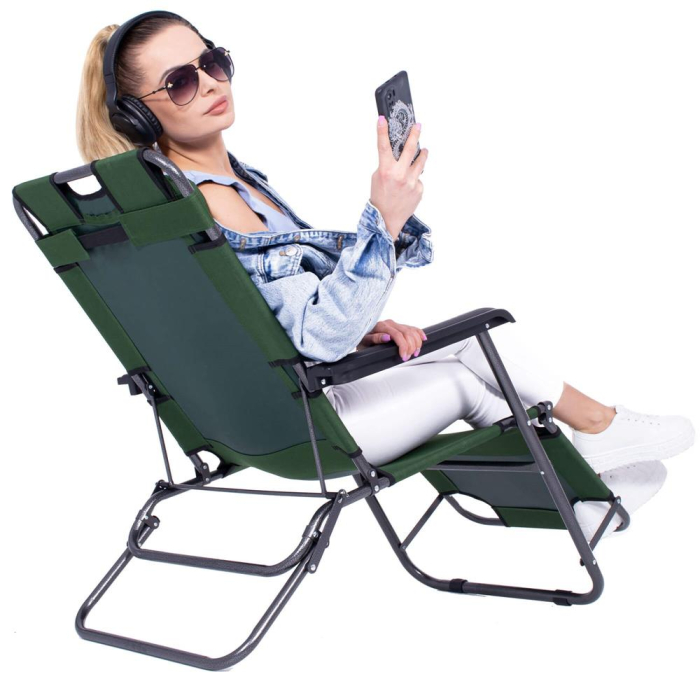 Sezlong pliabil SERSIMO GC5, Relax Zero Gravity, 80x60x153cm, Verde [16]
