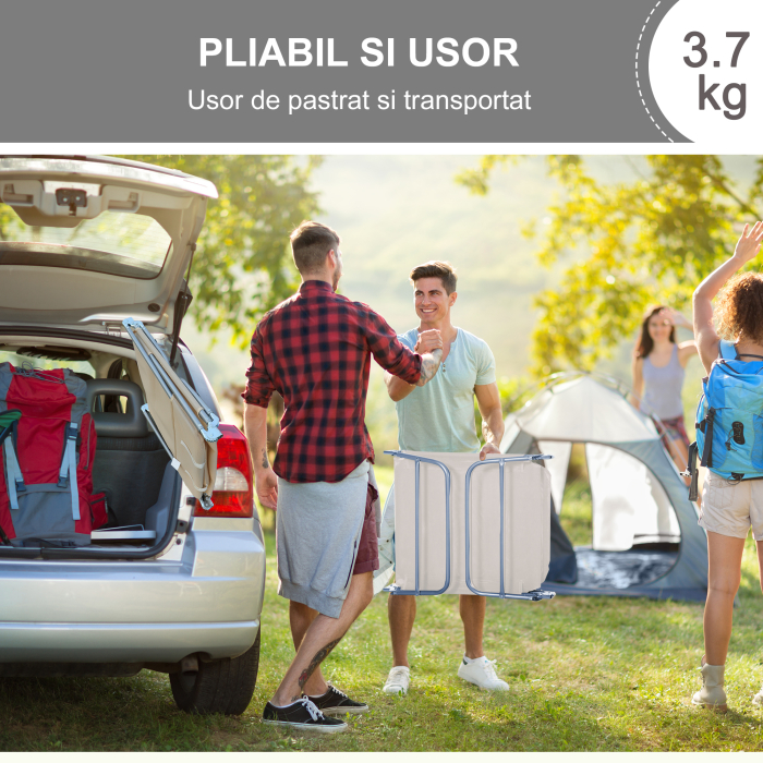  sezlong pliabil si reglabil, 182x56x28cm, crem [6]