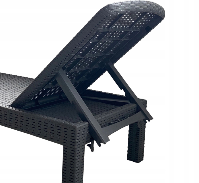 Sezlong pliabil tip valiza, spatar reglabil 3 pozitii, structura usoara compacta, 186x60x30 cm pliat 79x60x16 cm, gri [9]