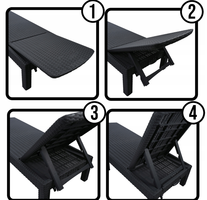 Sezlong pliabil tip valiza, spatar reglabil 3 pozitii, structura usoara compacta, 186x60x30 cm pliat 79x60x16 cm, gri [4]