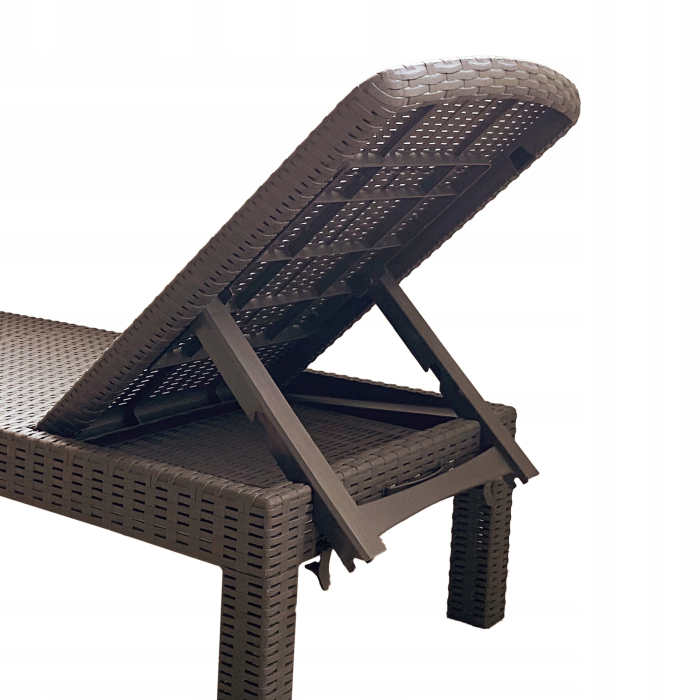 Sezlong pliabil tip valiza, 3 pozitii reglare, structura usoara pentru transport, 186x60x30 cm, maro [4]