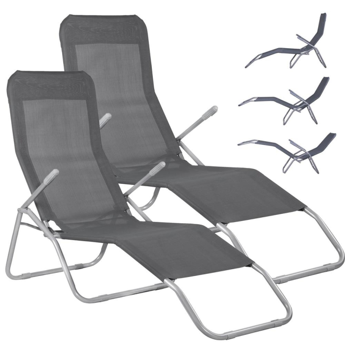 Sezlong pliabil Zero Gravity cu sezut din textilene, capacitate 120 kg, 60x185x96 cm, gri [11]