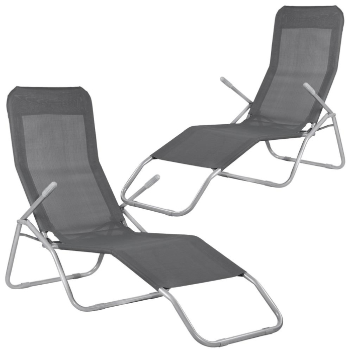 Sezlong pliabil Zero Gravity cu sezut din textilene, capacitate 120 kg, 60x185x96 cm, gri [12]