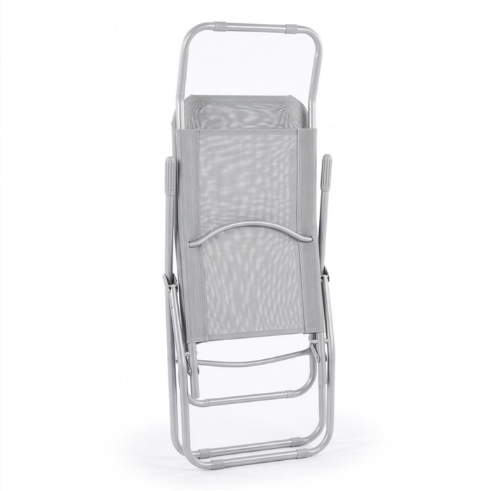 Sezlong pliabil Zero Gravity cu sezut din textilene, capacitate 120 kg, 60x185x96 cm, gri deschis [26]