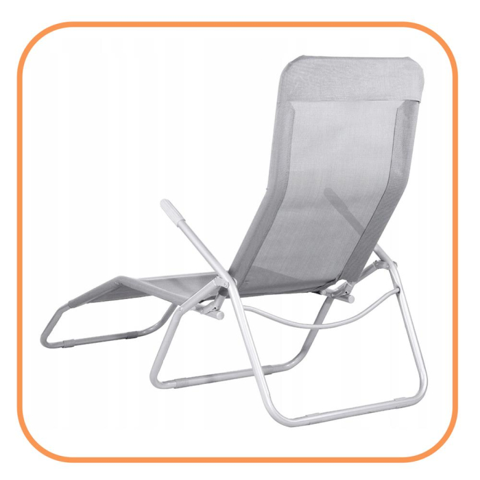 Sezlong pliabil Zero Gravity cu sezut din textilene, capacitate 120 kg, 60x185x96 cm, gri deschis [7]