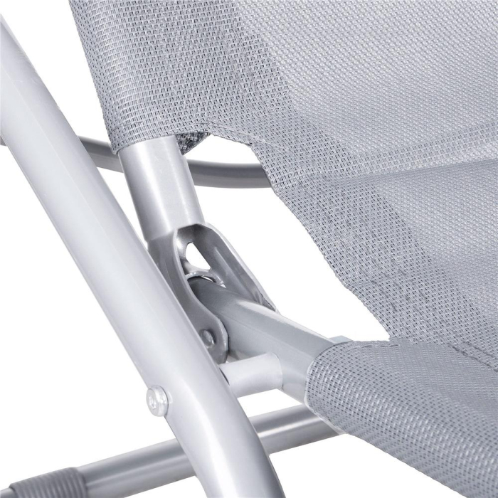 Sezlong pliabil Zero Gravity cu sezut din textilene, capacitate 120 kg, 60x185x96 cm, gri deschis [6]