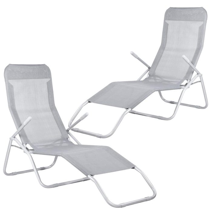 Sezlong pliabil Zero Gravity cu sezut din textilene, capacitate 120 kg, 60x185x96 cm, gri deschis [13]