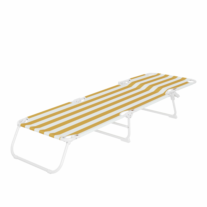 Sezlong pliant, 186 x 56 cm, pentru plaja sau gradina, alb galben, capacitate 110kg [4]