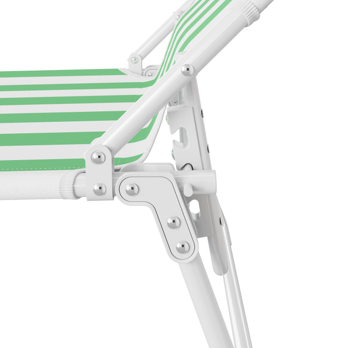 Sezlong pliant Sersimo, 186 x 56 cm, pentru plaja sau gradina, alb verde, capacitate 110kg [3]