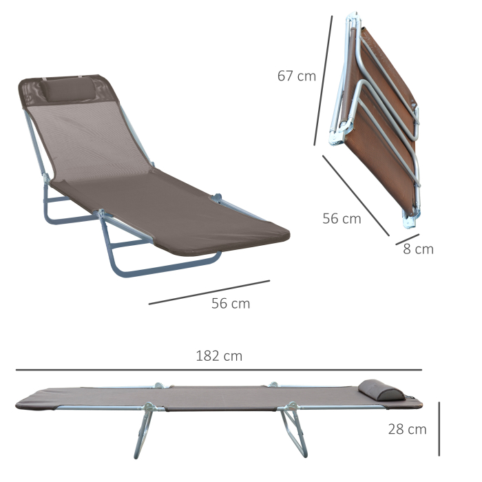  sezlong reglabil, 182x56x28cm, culoare cafea [3]