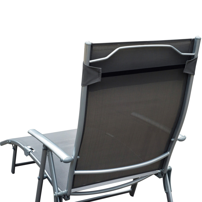  Sezlong Relax Pliabil Schelet in Metal 137x63.5x100.5cm Gri [8]