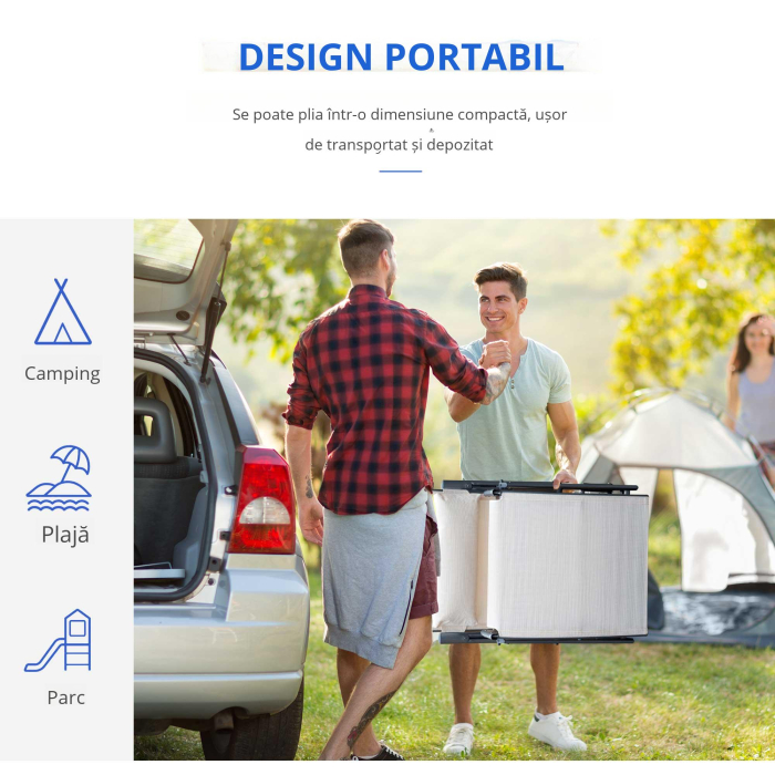  Sezlong Scaun de Gradina Pliabil Spatar Reglabil, Crem Argintiu [5]