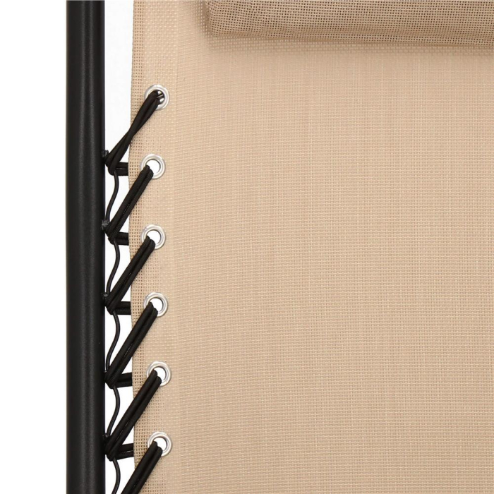 Sezlong scaun pliant plaja sau gradina, Siesta, gravitatie zero, cu tetiera, 175x67x110 cm, bej [8]