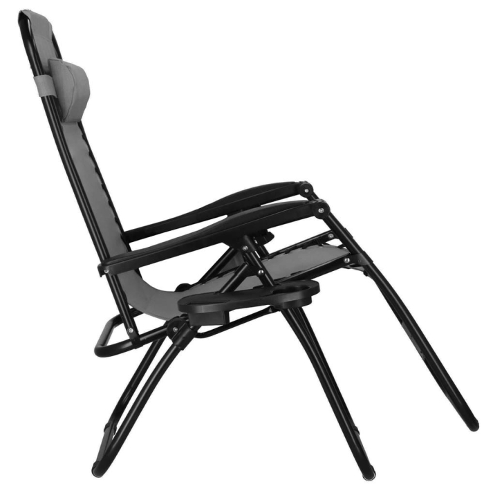 Sezlong scaun pliant plaja sau gradina, Siesta, gravitatie zero, cu tetiera, 175x67x110 cm, gri [13]