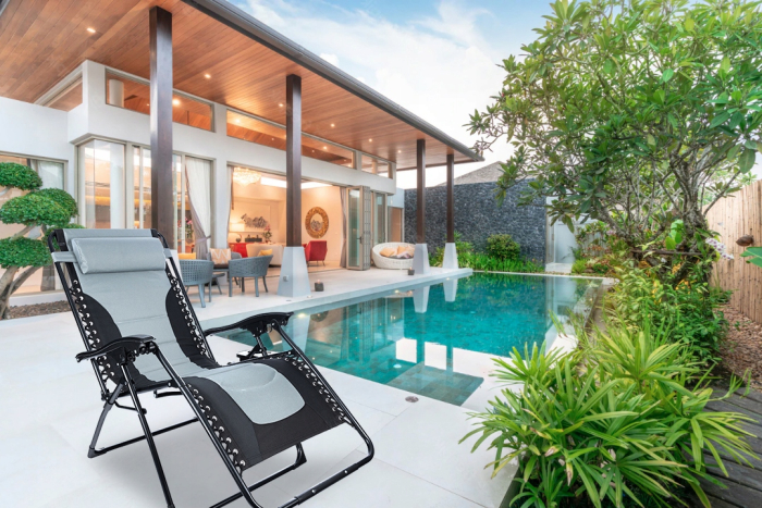 Sezlong scaun pliant plaja sau gradina, Siesta, gravitatie zero, cu tetiera, 175x75x110 cm, negri gri [2]