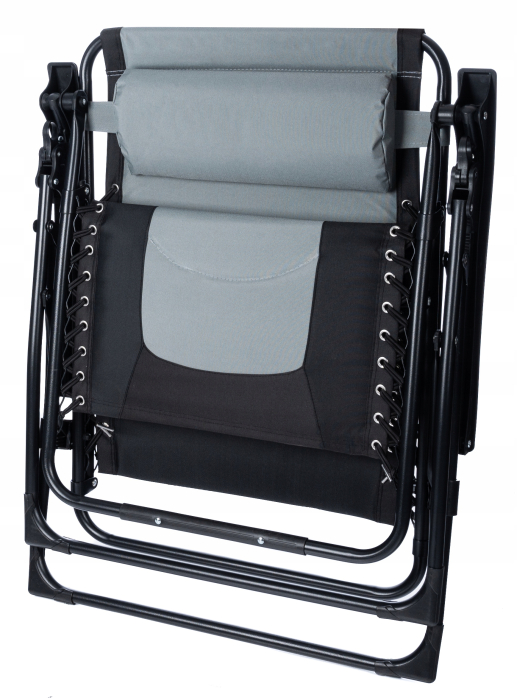 Sezlong scaun pliant plaja sau gradina, Siesta, gravitatie zero, cu tetiera, 175x75x110 cm, negri gri [8]
