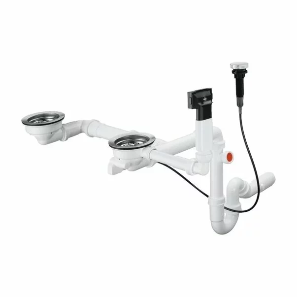 Sifon automat Hansgrohe D17 11 pentru chiuveta din granit cu doua cuve [1]