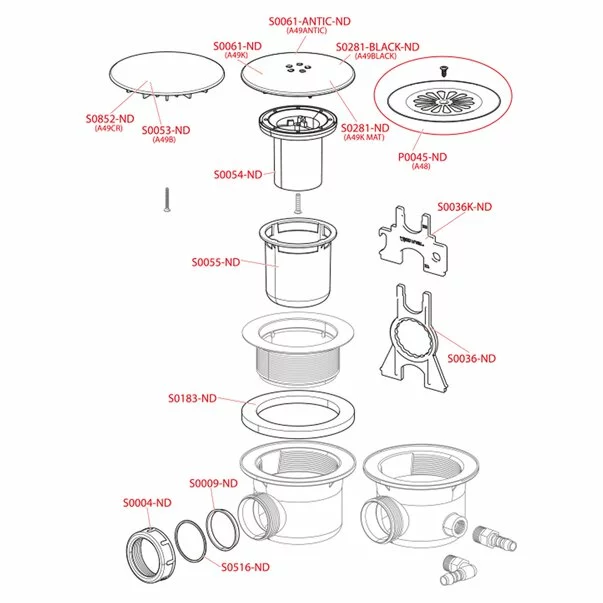 Sifon cadita negru-mat Alca A49BLACK [3]