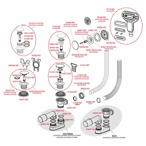 Sifon cu preaplin Alca A507BLACK click clack negru-mat [3]