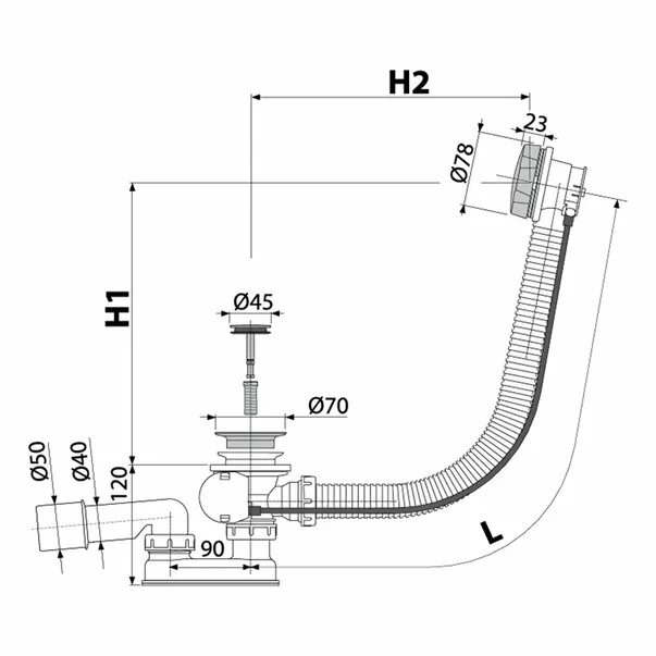 Sifon cu preaplin automat Alca A55ANTIC bronz-antic [2]