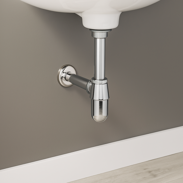 Sifon lavoar metalic Remer Rubinetterie 973Z114, racord 1"1/4, lungime 250 mm, alama si zamac cromat [2]