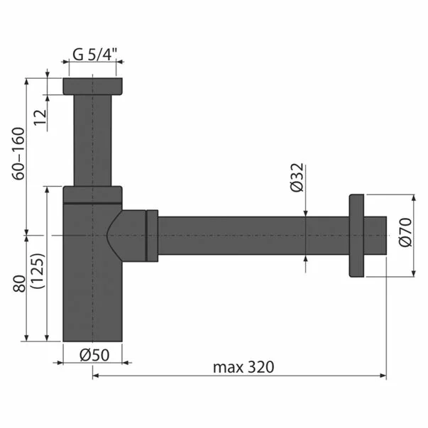 Sifon lavoar negru Alca A400BLACK DN32 metalic [2]