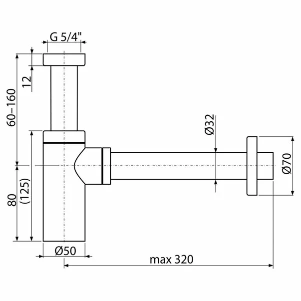Sifon lavoar rotund alb Alca A400B DN32 metalic [2]