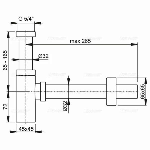 Sifon lavoar unghiular Alca A401 DN32 metalic [2]