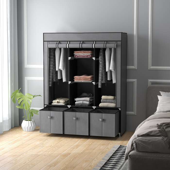  sifonier Pliabil Textil - Cu Rafturi & Sertare, Ideal pentru Spatii Mici [7]