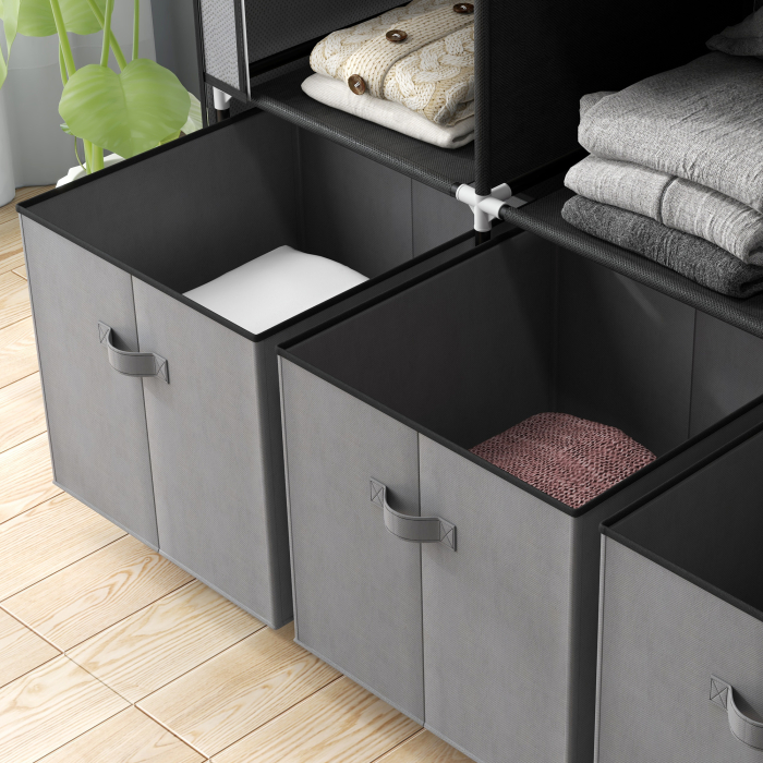 sifonier Pliabil Textil - Cu Rafturi & Sertare, Ideal pentru Spatii Mici [9]