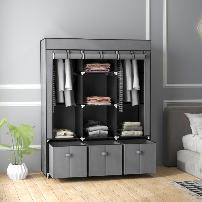  sifonier Pliabil Textil - Cu Rafturi & Sertare, Ideal pentru Spatii Mici [2]