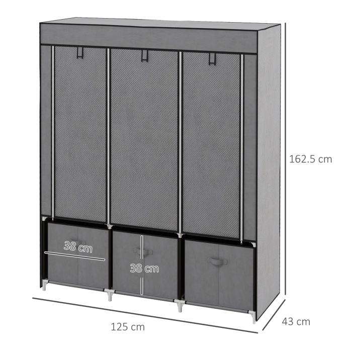  sifonier Pliabil Textil - Cu Rafturi & Sertare, Ideal pentru Spatii Mici [3]