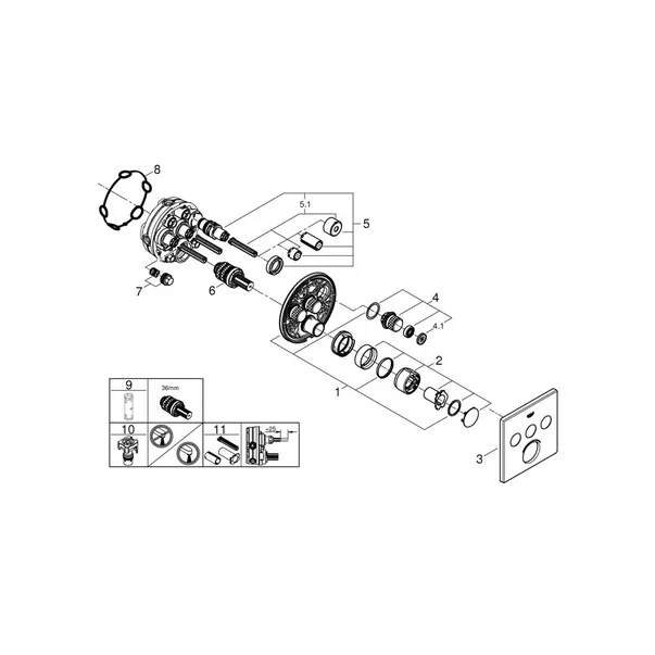Sistem de dus cu termostat Grohe Grohtherm SmartControl Rainshower SmartActive 310 Cube [4]