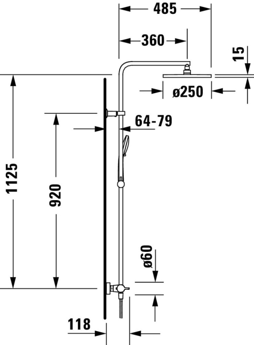 Sistem de dus Duravit B14280008010, dus B.1, tip incastrare aparent, pentru dus, pentru un dus confortabil zilnic, crom [12]