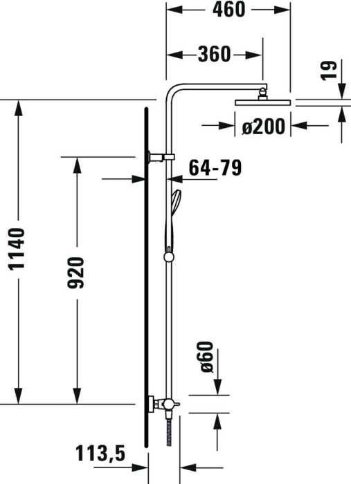 Sistem de dus Duravit B24280008010, B.2, tip incastrare aparent, pentru dus, pentru un dus confortabil zilnic, crom [7]