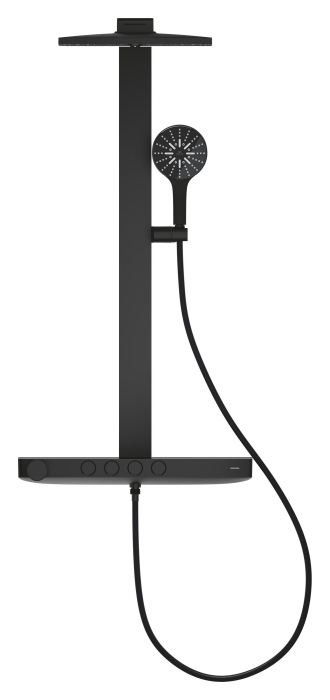 Sistem de dus Grohe 101680KF00 SPA Aqua Pure, termostat, palarie dus 360 mm, 3 functii para dus, negru mat [2]