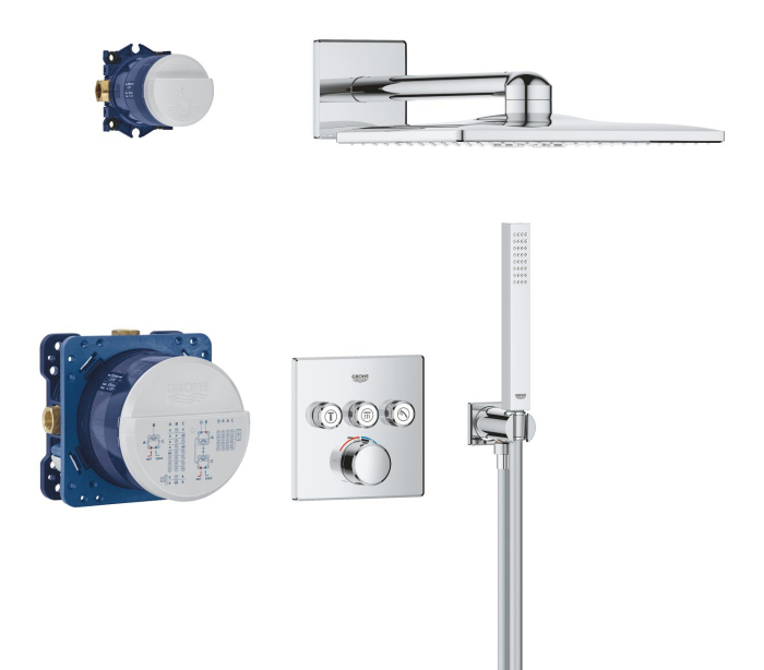 Sistem de dus Grohe 1072440000, tip incastrare incastrat, pentru dus, termostat, protectie antioparire baterie, crom [2]
