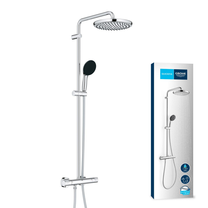 Sistem de dus Grohe 26677001, 250 mm, 1 bar, 110 mm, 1.75 m, 1132 mm, 412 mm, 1 functii palarie dus, Crom [13]