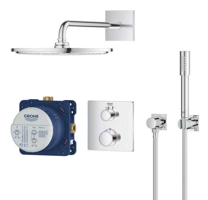 Sistem de dus Grohe 34730000, Grohtherm 310, tip incastrare incastrat, pentru un dus confortabil zilnic, crom [2]
