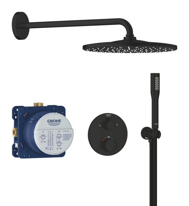 Sistem de dus Grohe 348802430, dus Rainshower, tip incastrare incastrat, pentru dus, termostat, negru [2]