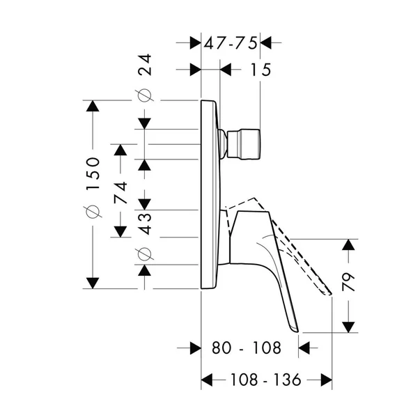 Sistem de dus incastrat Hansgrohe Crometta S 240 crom lucios [3]