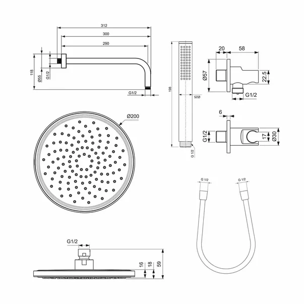 Sistem de dus incastrat Ideal Standard Ceraline negru mat [6]
