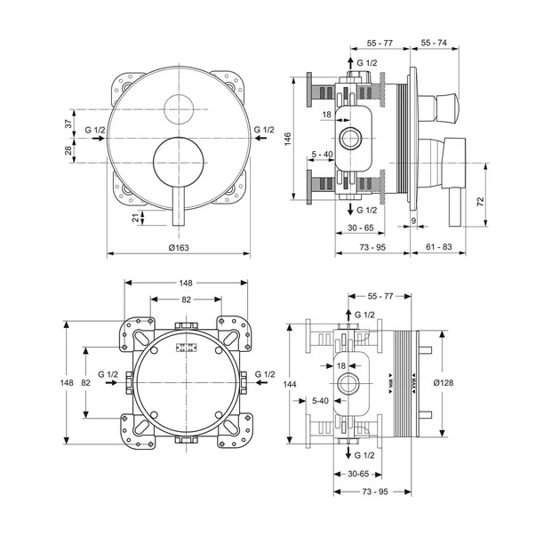 Sistem de dus incastrat Ideal Standard Ceraline negru mat [4]